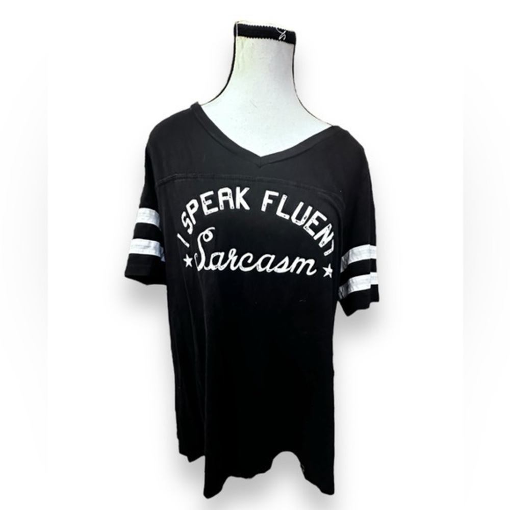 Women’s torrid 1 Black Graphic Football Tee I Speak Fluent Sarcasm